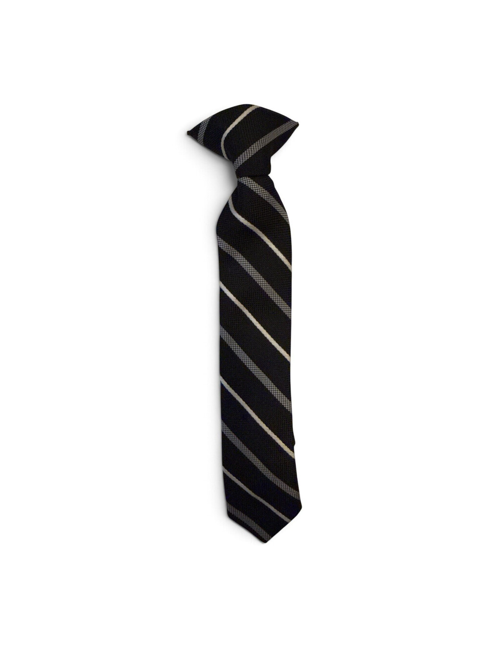 Clip-On Striped Woven Necktie/Tie Black Gray White Toddler’s 1 Piece